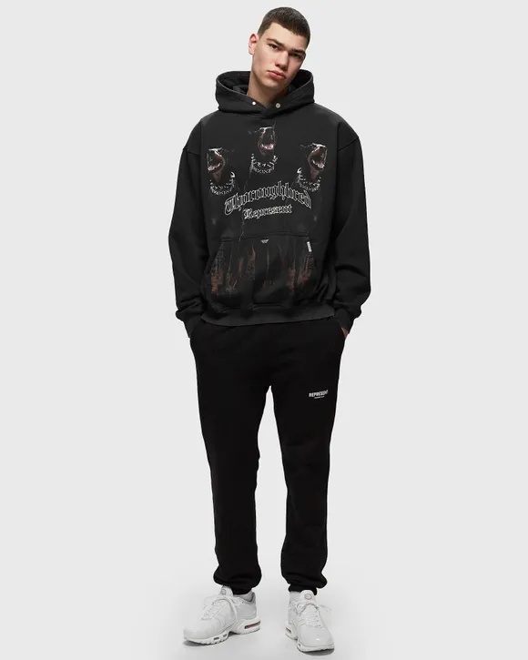 Represent Black Hoodie With Fixed Hood And Maxi Print On The Front In Cotton Man In Black