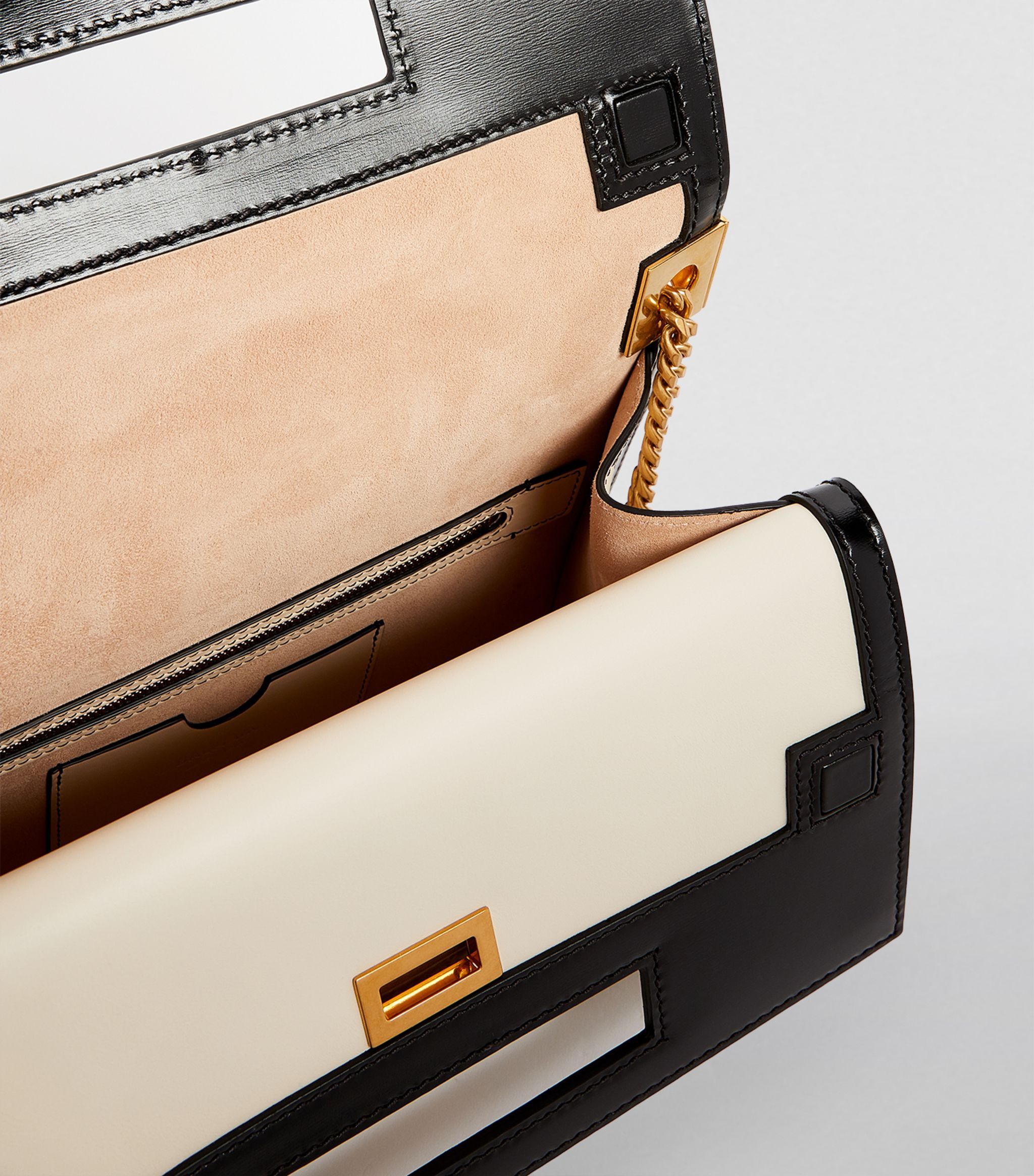 BALMAIN MEDIUM-SIZED BLACK AND WHITE LEATHER 1945 HERITAGE BAG