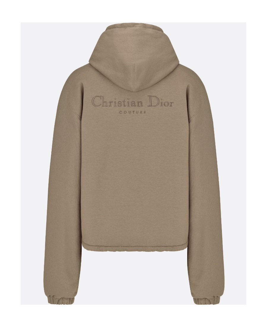 Dior Logo Embroidered Zip-up Jacket In Nude