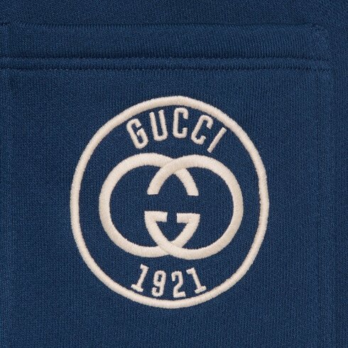 Gucci Interlocking G Logo-embroidered Cotton Track Pants In Blue