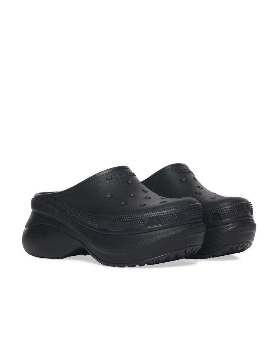 Balenciaga X Crocs Logo-embossed Slides In Black