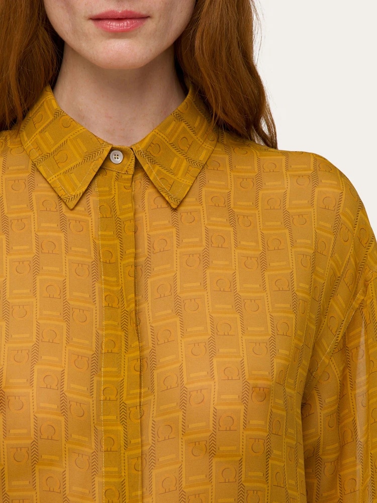 Ferragamo Full Body Logo Shirt In Brown