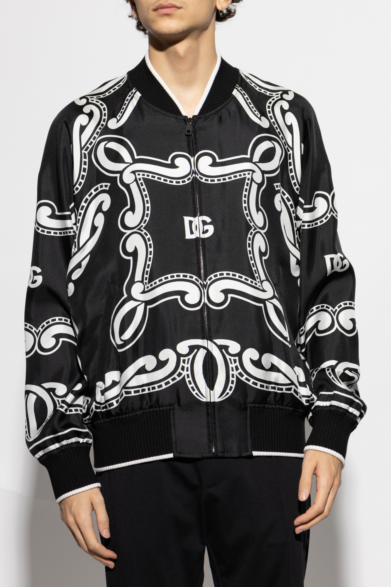 Dolce & Gabbana Bandana-print Bomber Jacket In Black