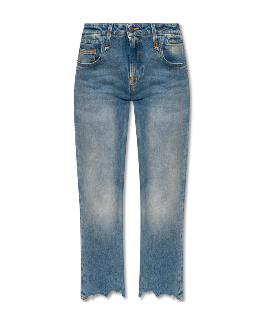 R13 Distressed-edge Straight-leg Jeans In Gray