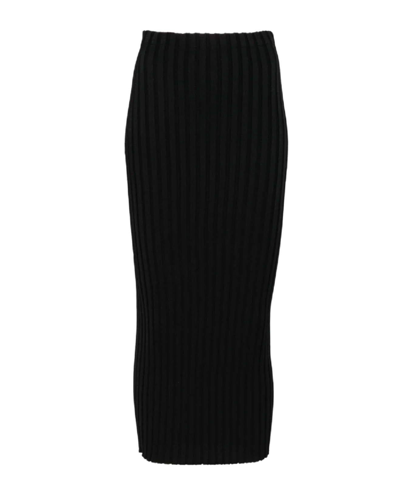 Fabiana Filippi Knee-length Ribbed Skirt With Textured Finish In Black