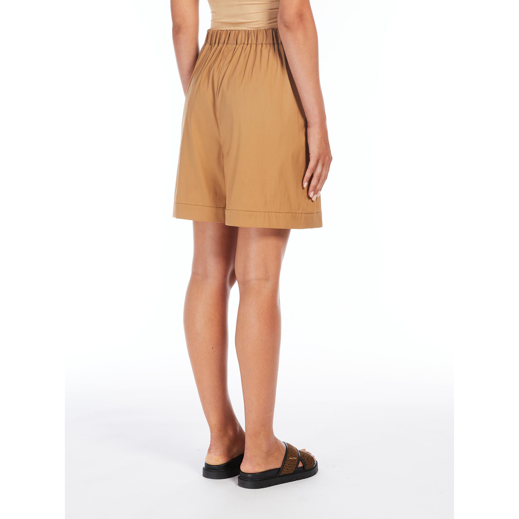 Max Mara Stretch Poplin Bermuda Shorts In Hazelnut Brown