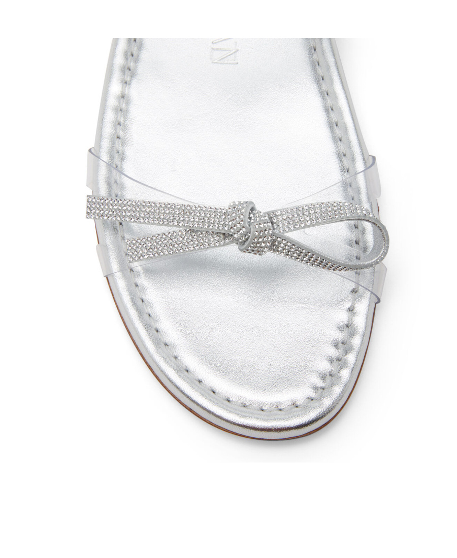 Stuart Weitzman Bow-tie Slippers In White