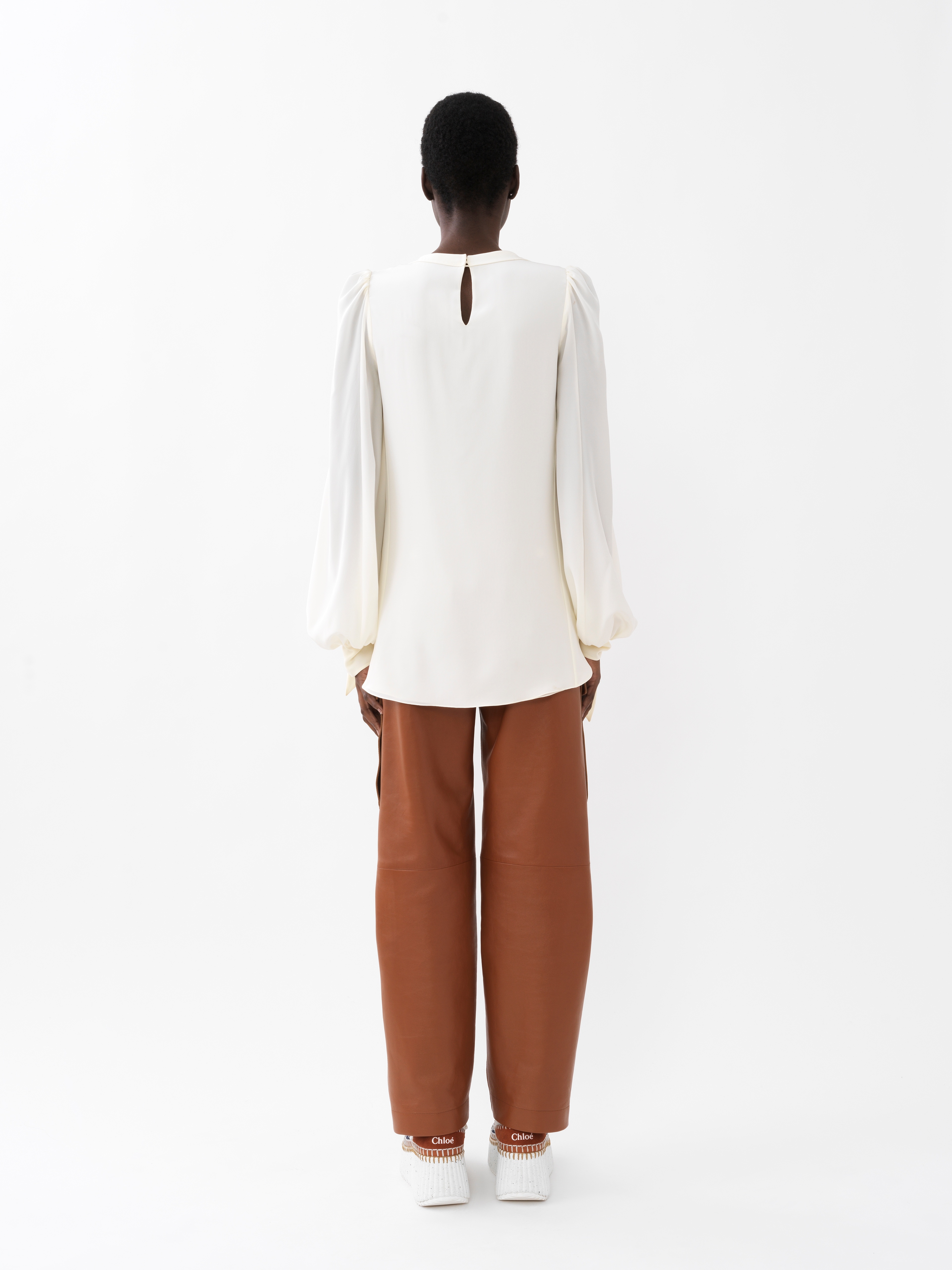 Chloé Puff-sleeve Organic Silk Blouse In White