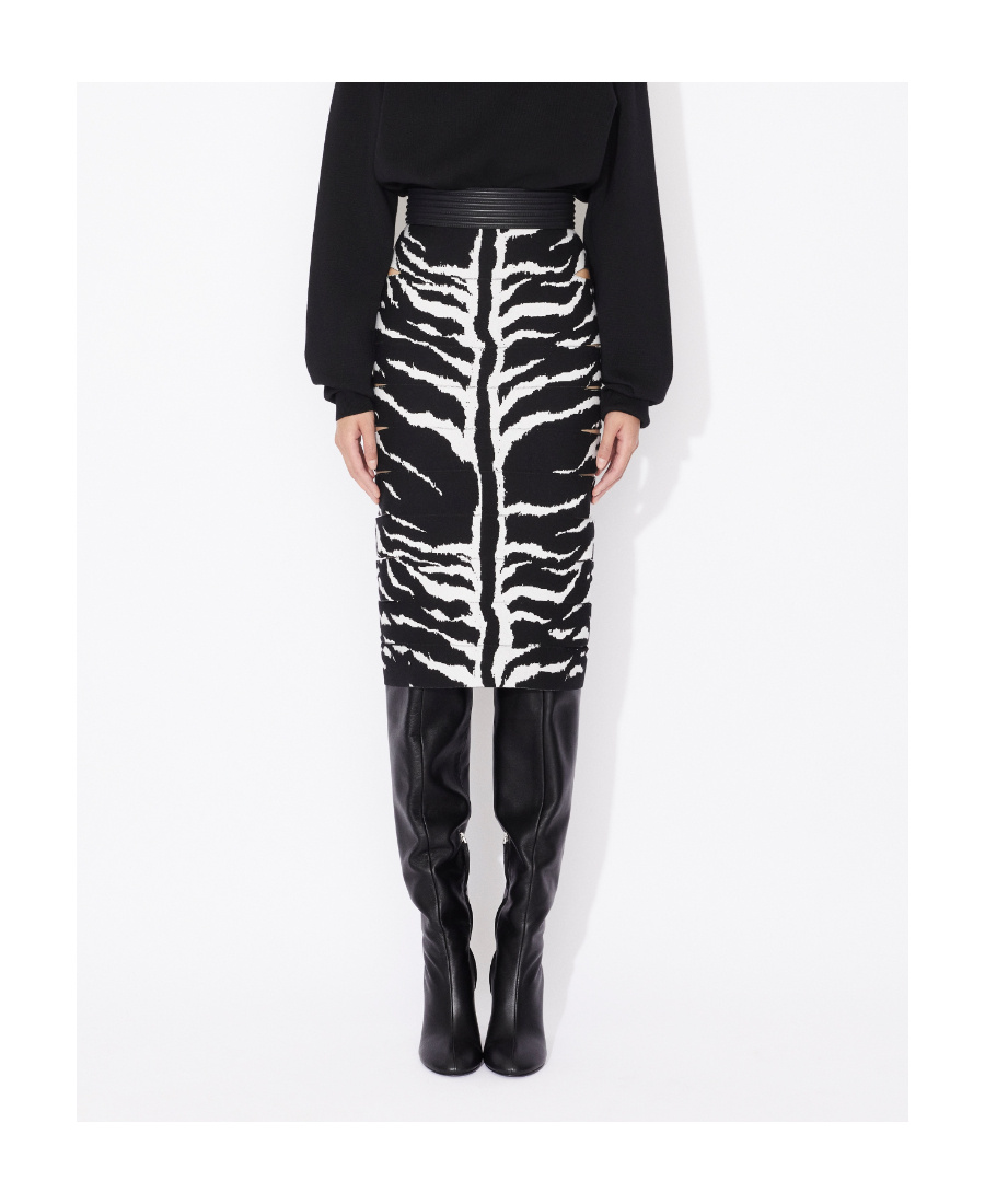 Shop Alaïa Zebra-jacquard Pencil Skirt In Black