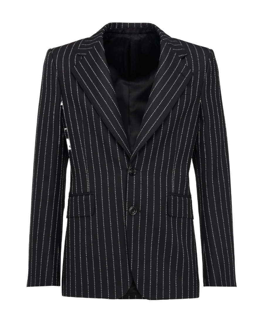 Alexander Mcqueen Tailored Jacket With Pinstripes And Structured Shoulders In Black