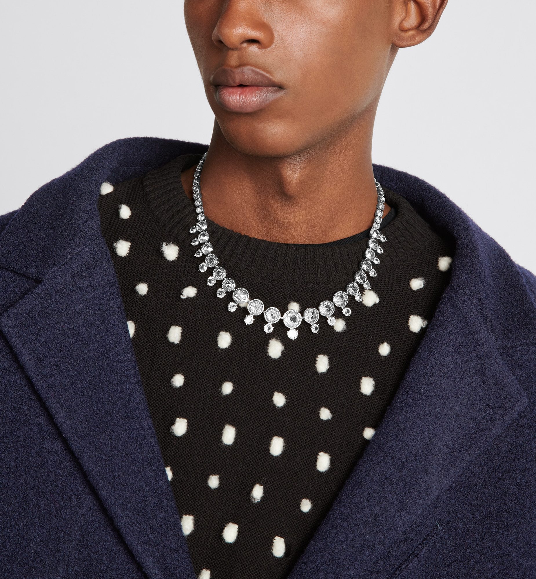 Dior Shearing Wool Open-shoulder Suit Coat In Blue