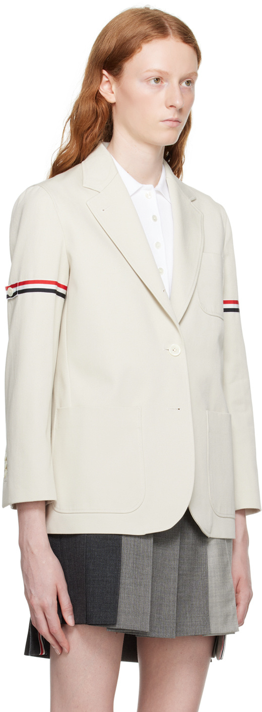 Thom Browne Rwb-stripe Cotton Blazer In White