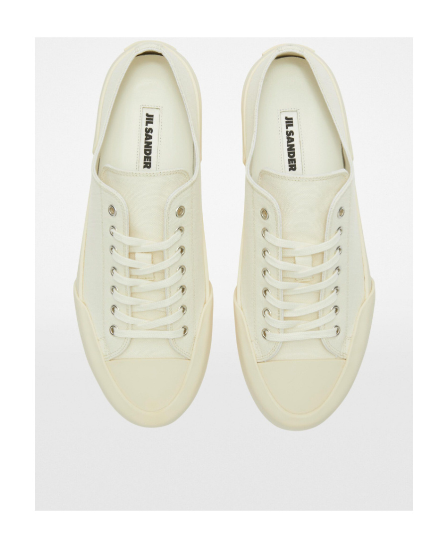 Jil Sander Calf Leather Lace-up Sneakers In White