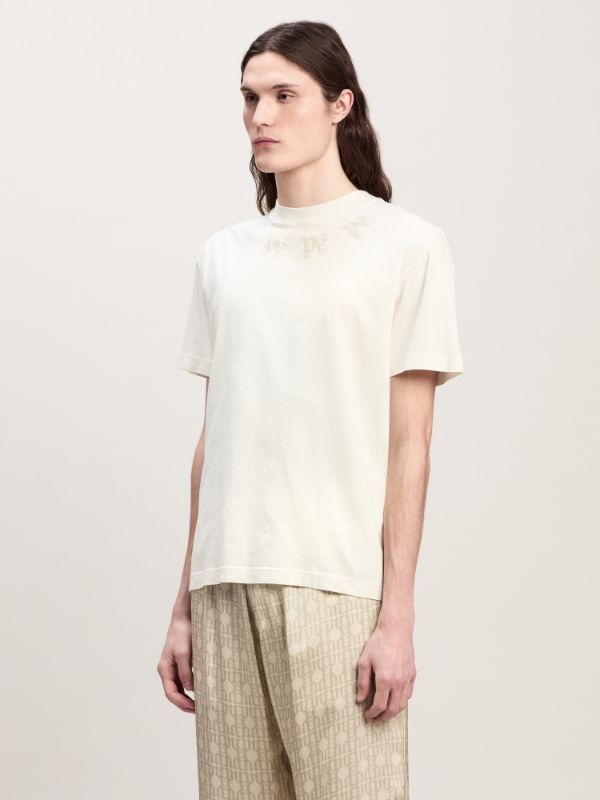 Palm Angels Monogram Printed Crewneck T-shirt In White