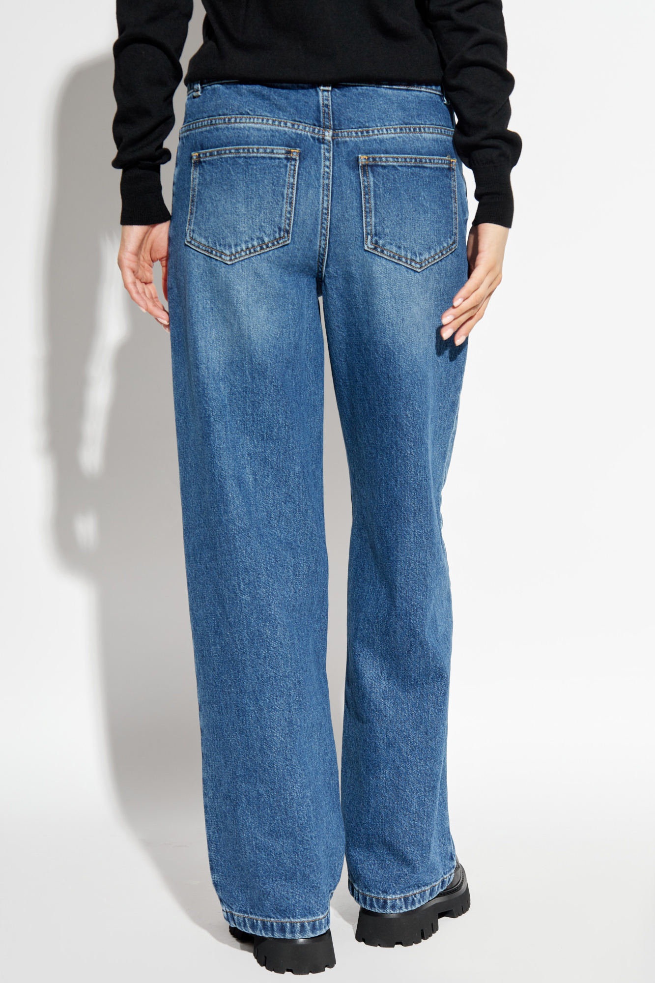 Moschino Distressed Straight-leg Jeans In Blue