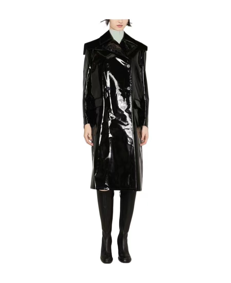 RAF SIMONS DOUBLE-BREASTED LAPEL LONG OVERCOAT