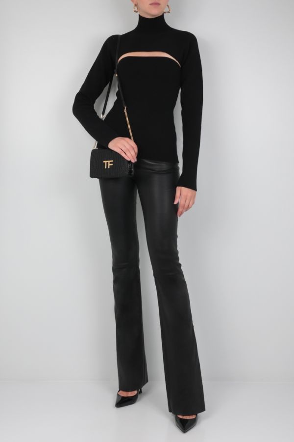 Tom Ford Cut-out Virgin Wool-blend Jumper In Black