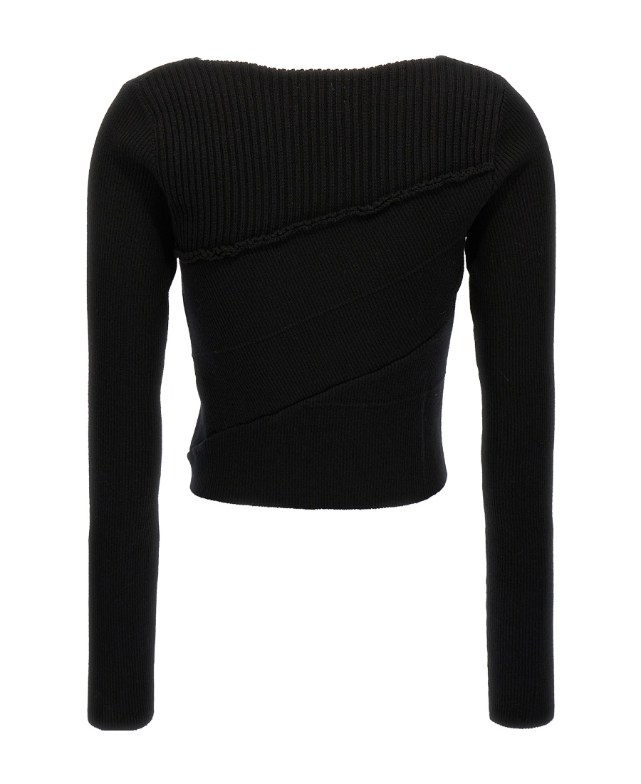 Shop Dries Van Noten Asymmetrical Knitted Pullover In Black