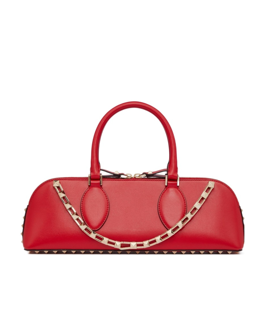 Valentino Rockstud East-west Leather Tote Bag In Red