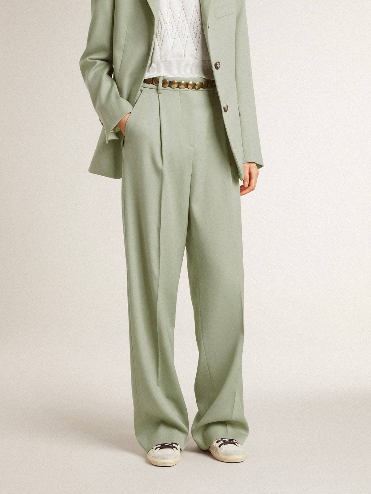 Golden Goose Sage Green Relaxed Fit Trousers With Functional Pockets In Green