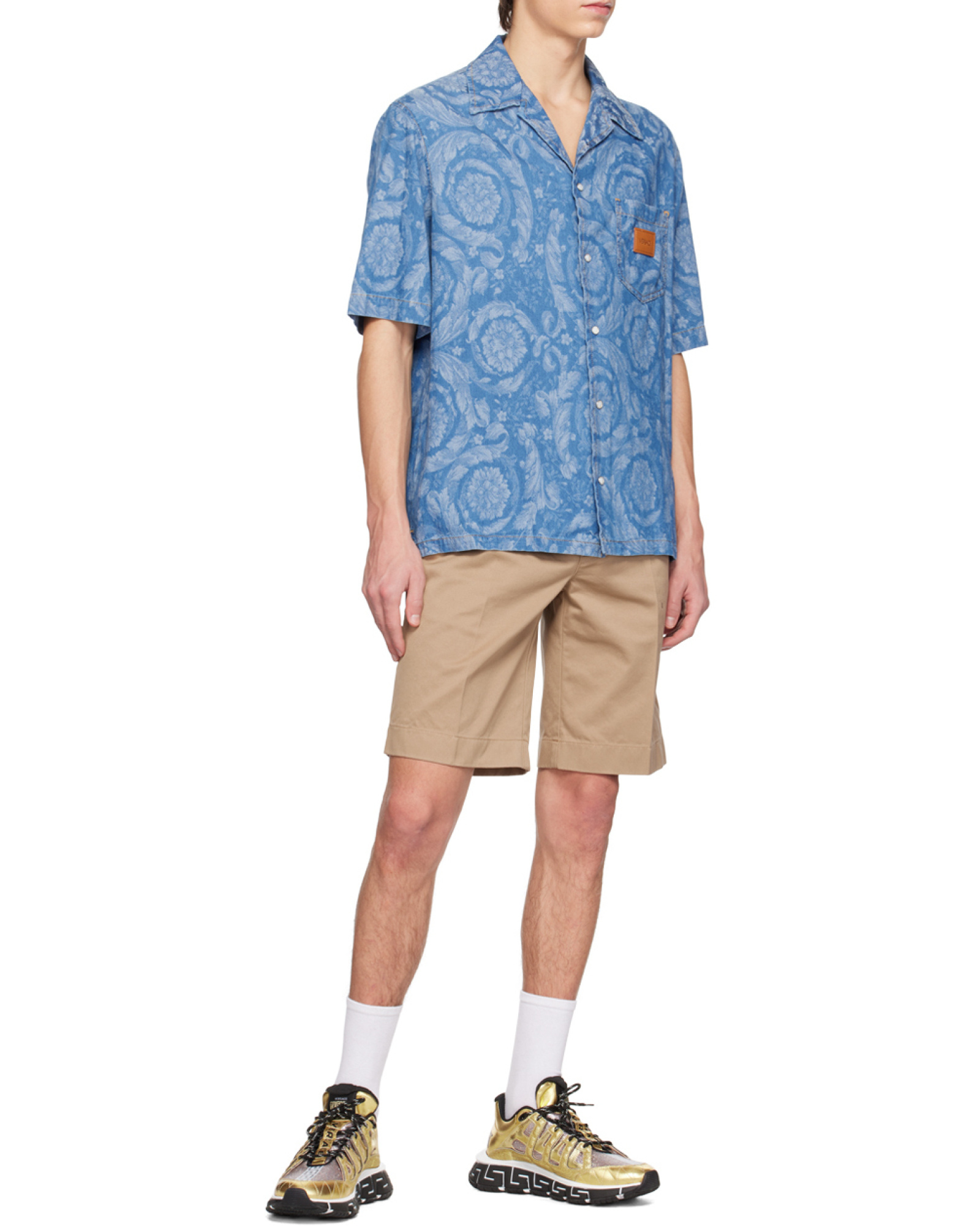 Versace Trigreca Panelled Cut-out Sneakers