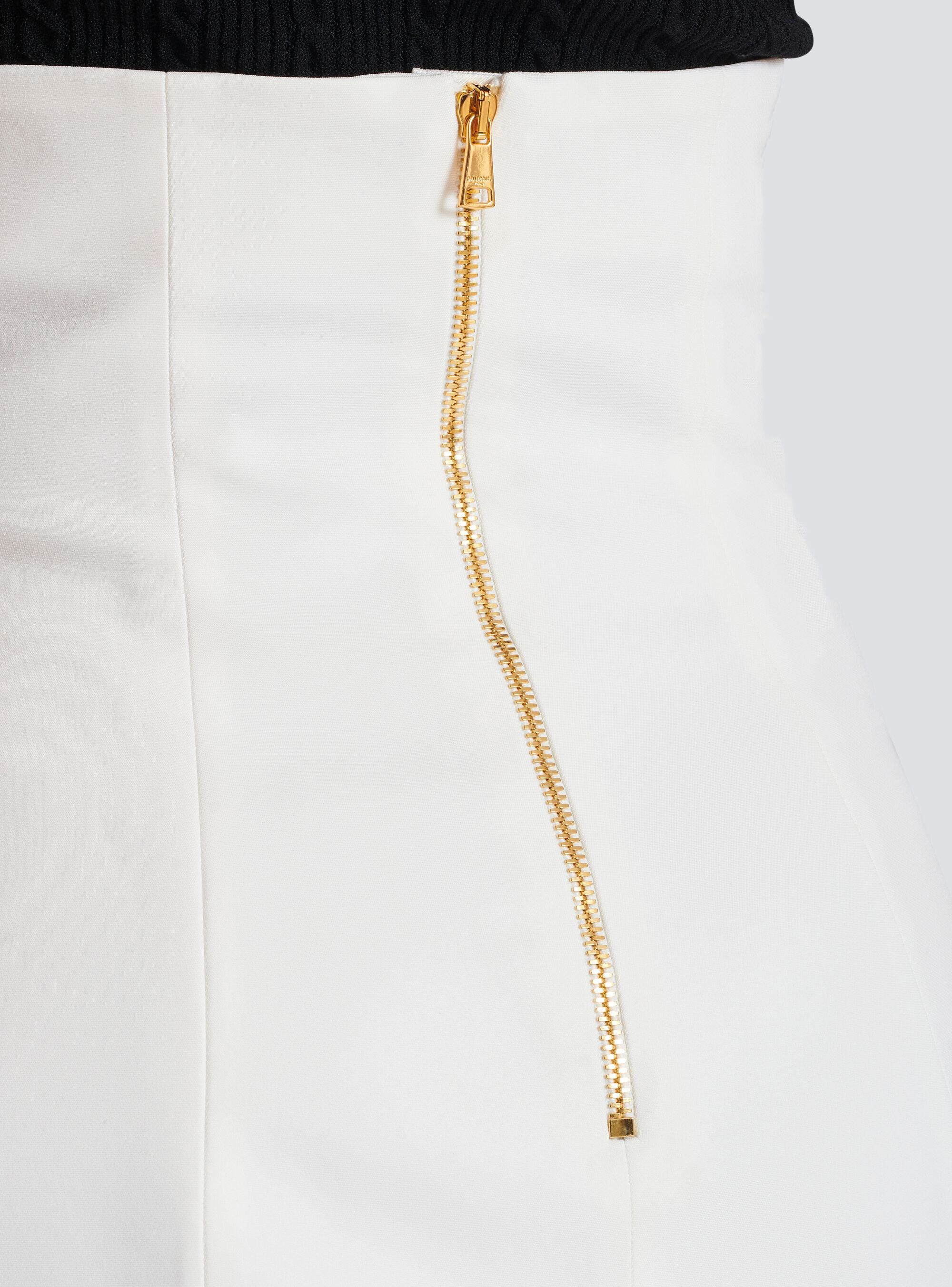 Balmain Double Crepe Tulip Skirt With Buttons In White