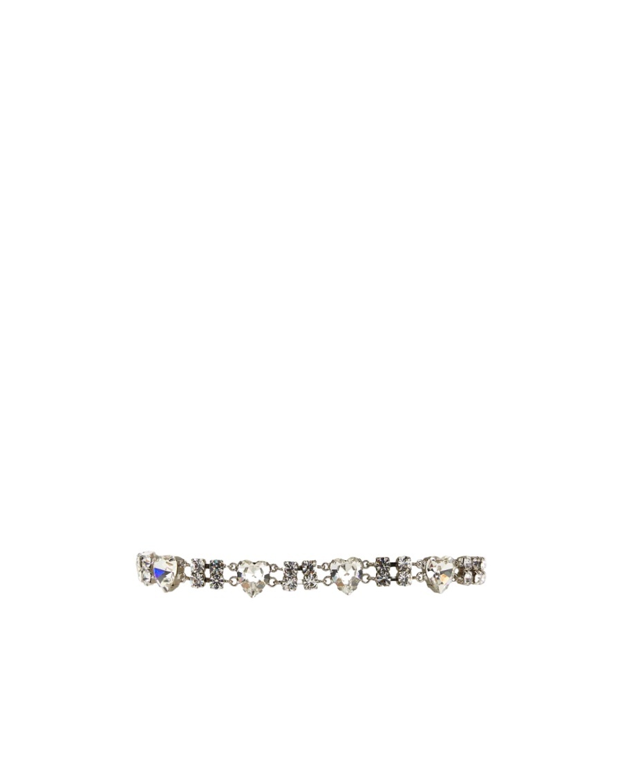 Alessandra Rich Heart-shape Crystal-embellished Drop Earrings In Gray
