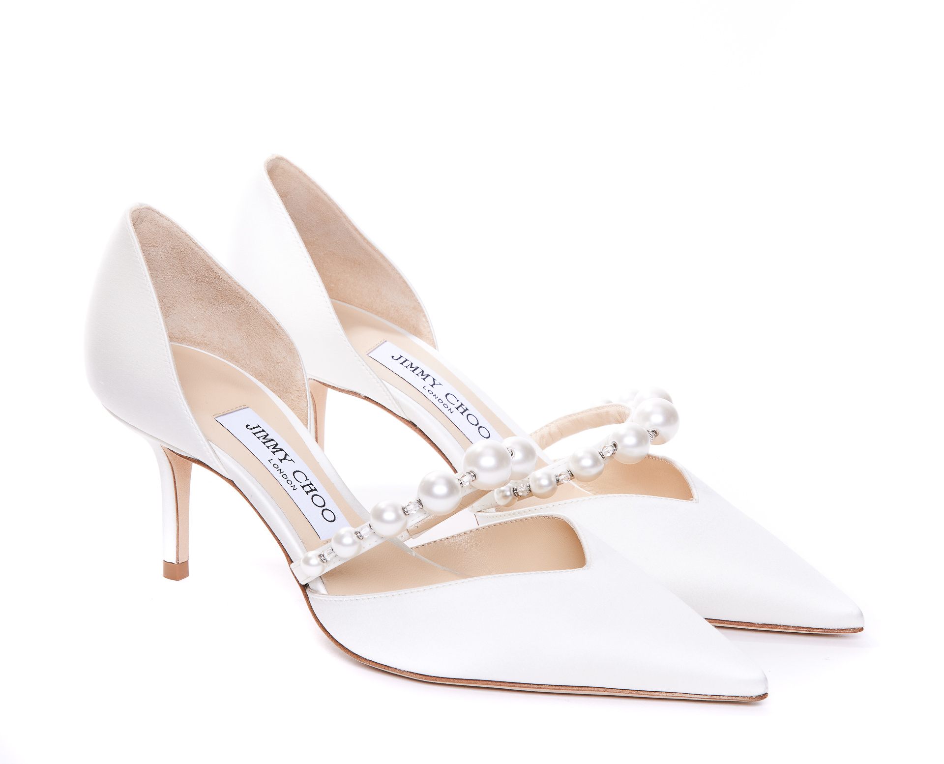 Jimmy Choo Aurelie 65 Decollete In Paint With Pearls In White