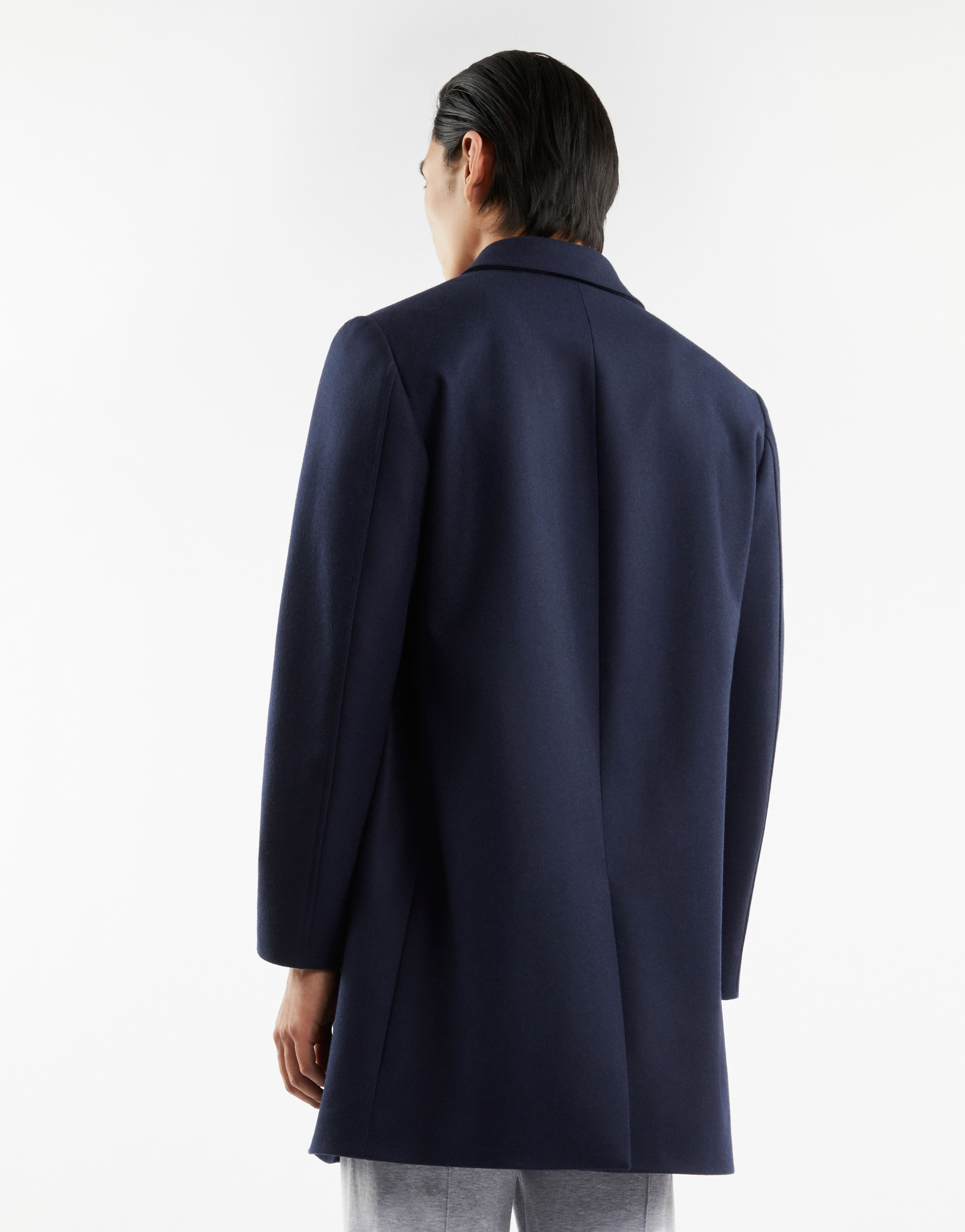 Fay Straight Wool-cashmere Blend Coat With Side Pockets In Black