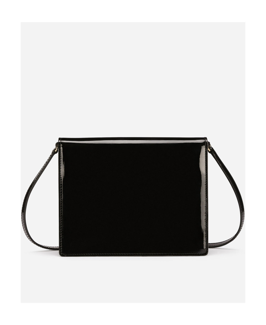 Dolce & Gabbana Elegant Dg Logo Patent Leather Crossbody Handbag In Black