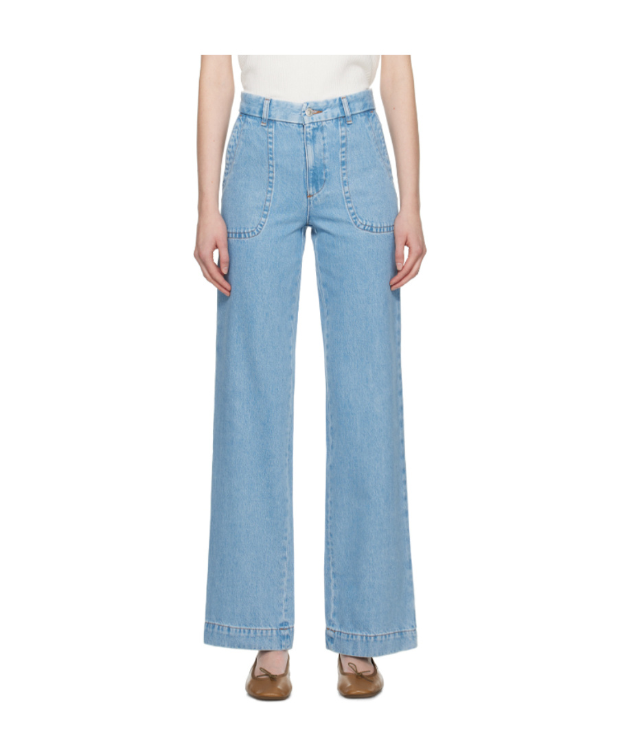 Apc High Waist Four Pocket Jeans In Blue