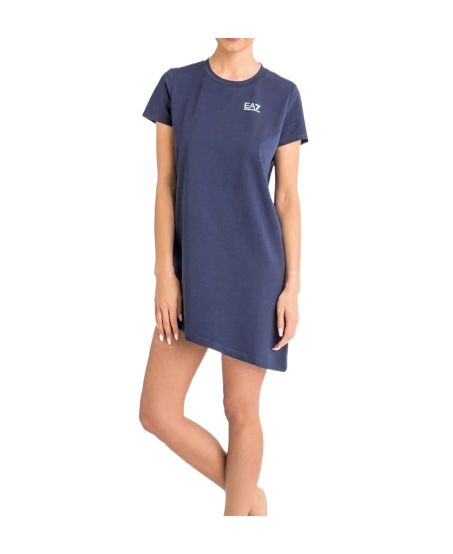 Emporio Armani Navy Blue Logo Dress In Blue