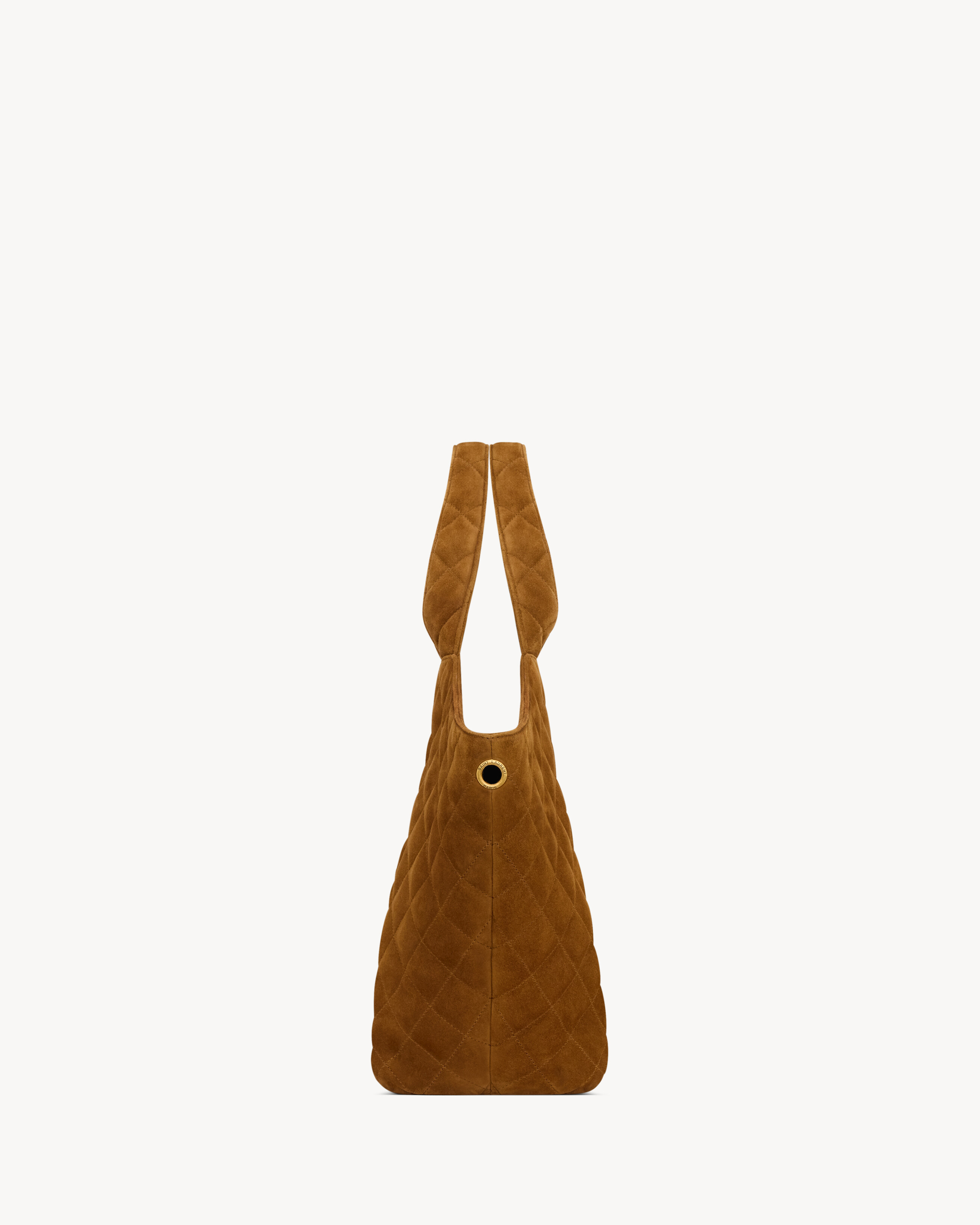 Saint Laurent Icare Medium Quilted Suede In Brown
