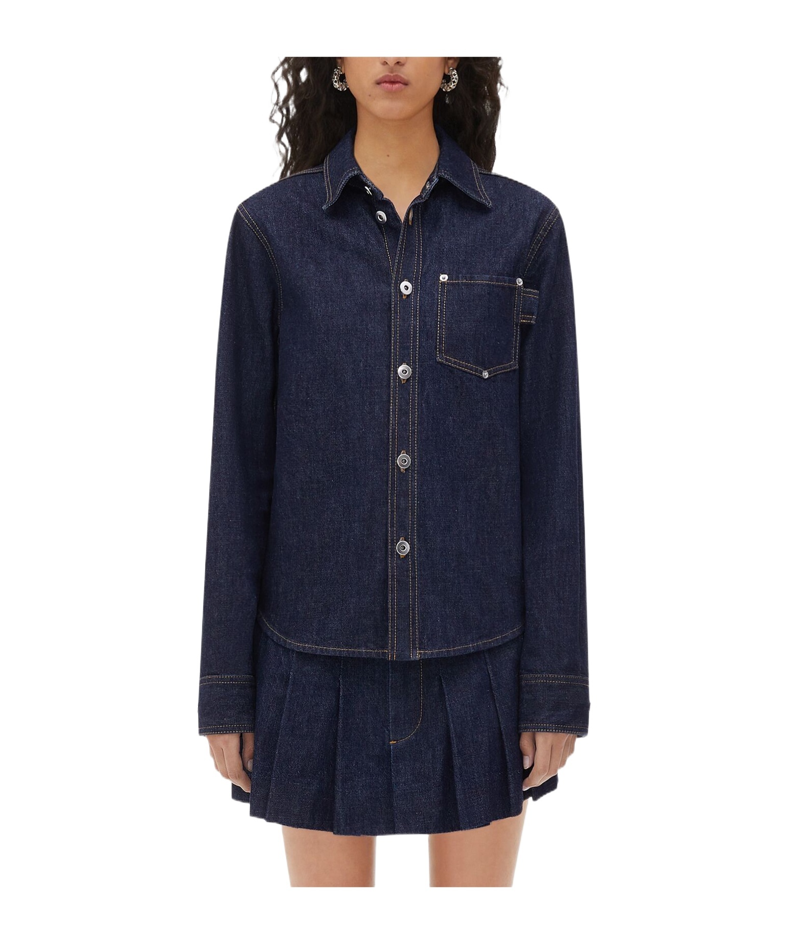 Bottega Veneta Long-sleeve Denim Shirt In Black