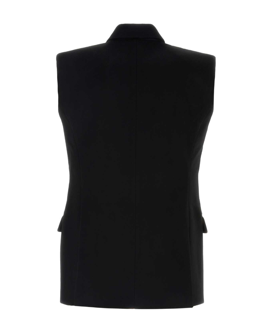 Vtmnts Sleeveless Wool Blazer With Padded Shoulders In Black