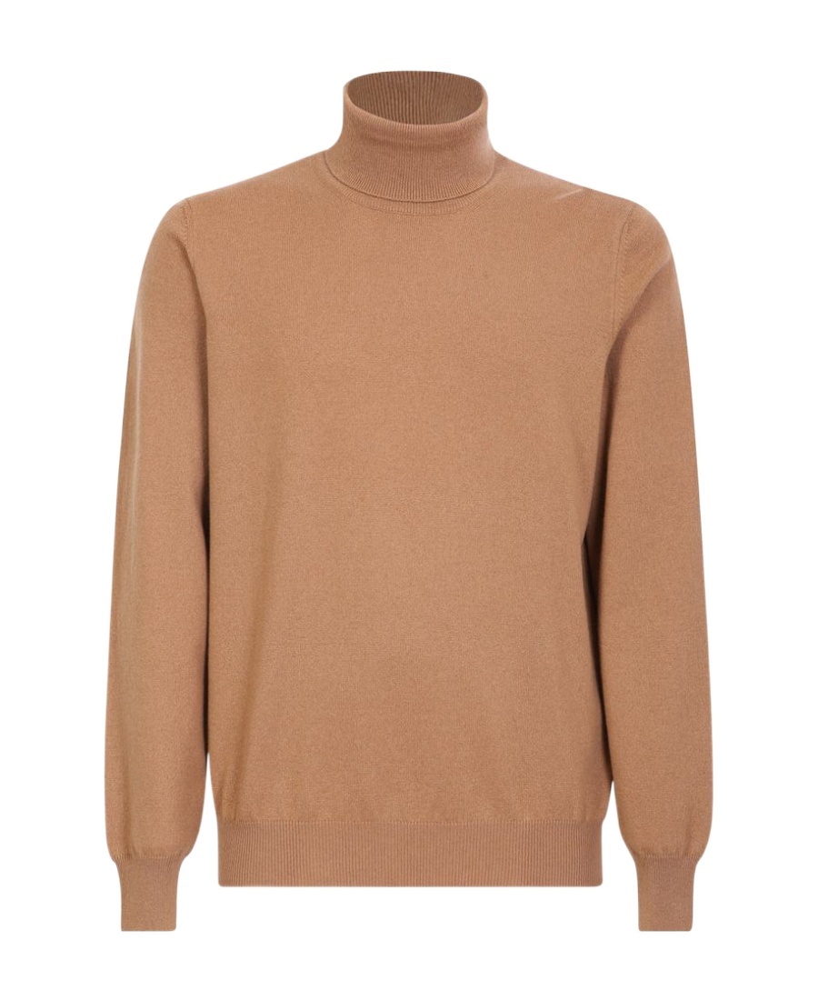 Lardini Camel High-neck Cashmere Pullover In Nude