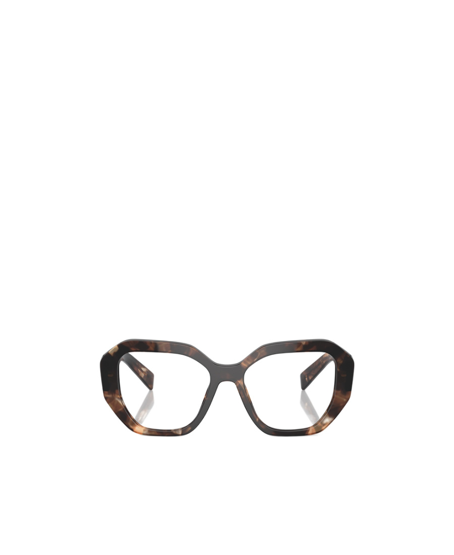 Prada Mens Brown Pr A07v Irregular-frame Acetate Optical Glasses In White
