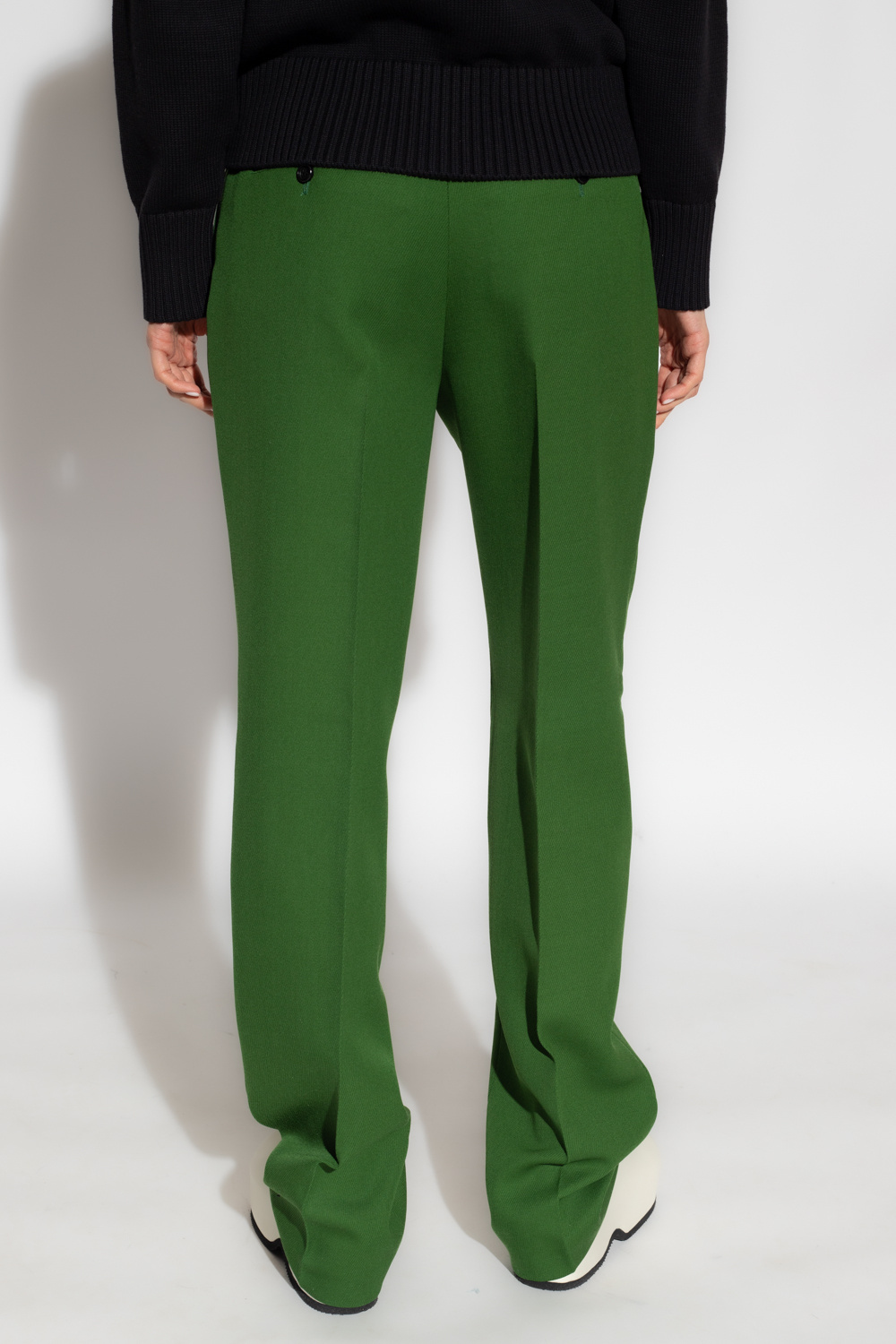 Ami Alexandre Mattiussi High-waisted Wool Trousers In Green