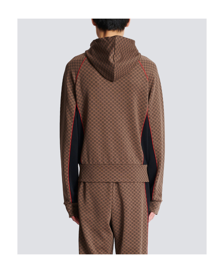 Shop Balmain Mini Monogram Tracksuit Jacket In Brown