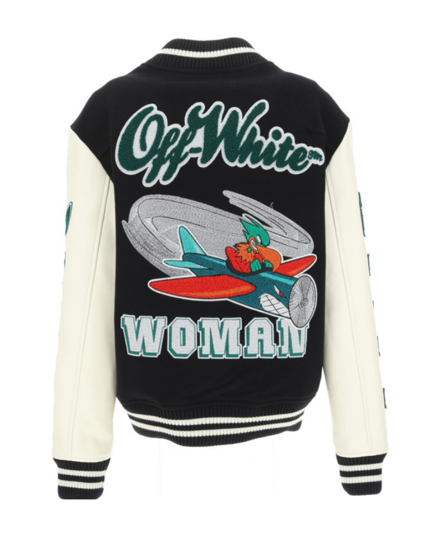 Off-white Embr Patches Embroidered Varsity Jacket In Black