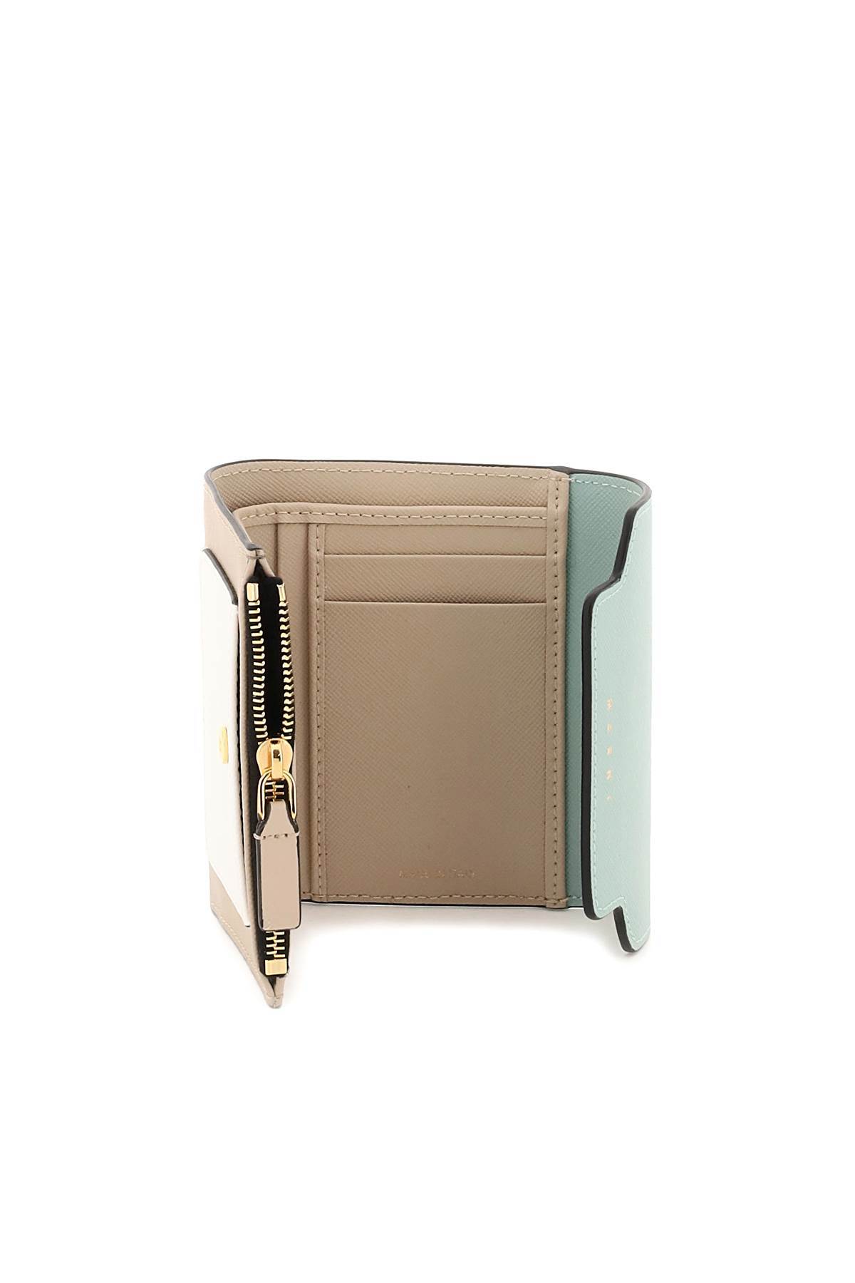 Shop Marni Colour-block Leather Purse In Gray