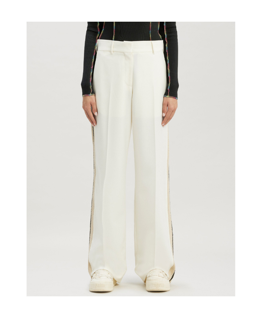 Palm Angels Side-stripe Trousers In White