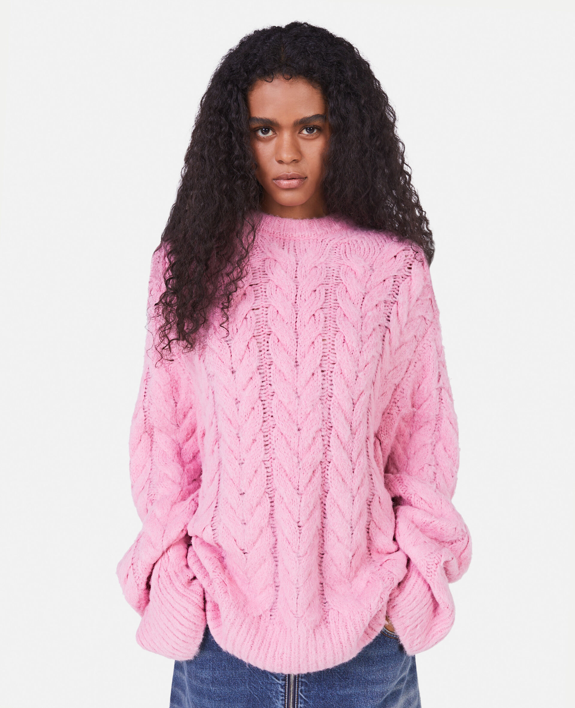 Stella Mccartney Light Pink Crewneck Oversize Sweater In Pink