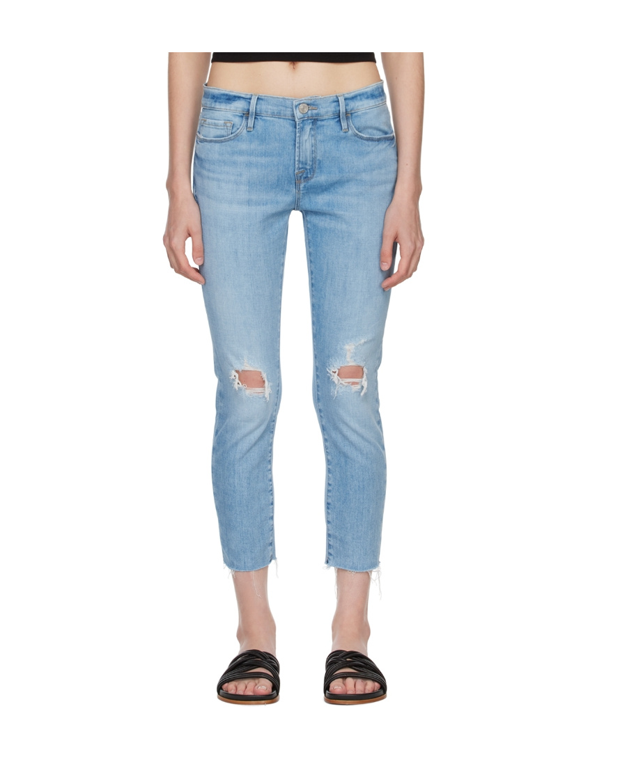 Frame Blue 'le Garçon Crop' Jeans In Blue
