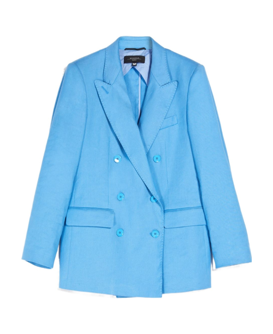 Weekend Max Mara Double-breasted Suit Jacket In Blue