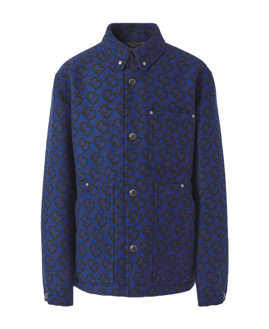 Burberry Monogram Wool Jacquard Overshirt In Black