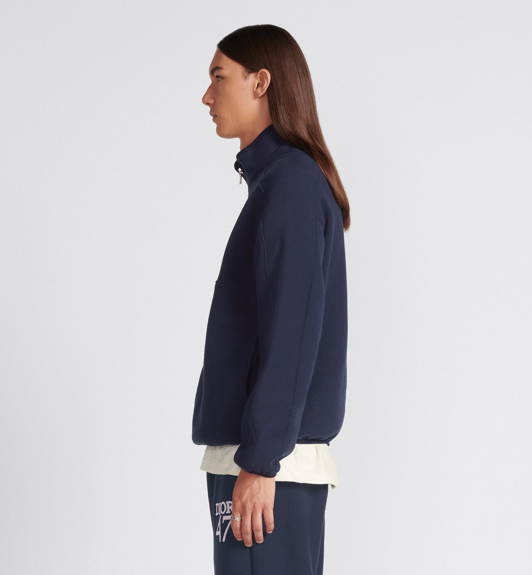 Dior Semi-zipper Vertical Collar Sweater In Blue
