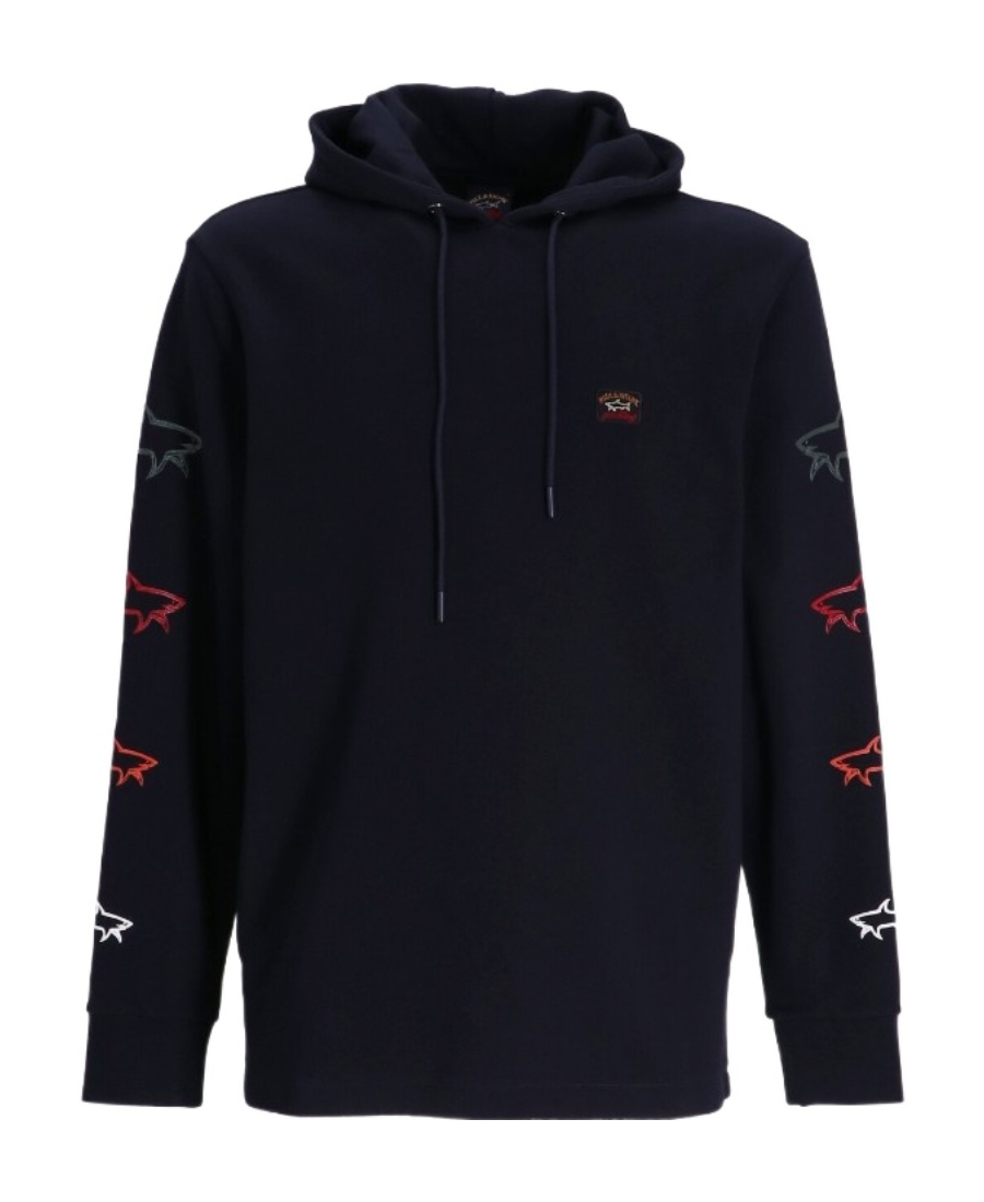 Shop Paul & Shark Hooded Long-sleeved Sweater In Black