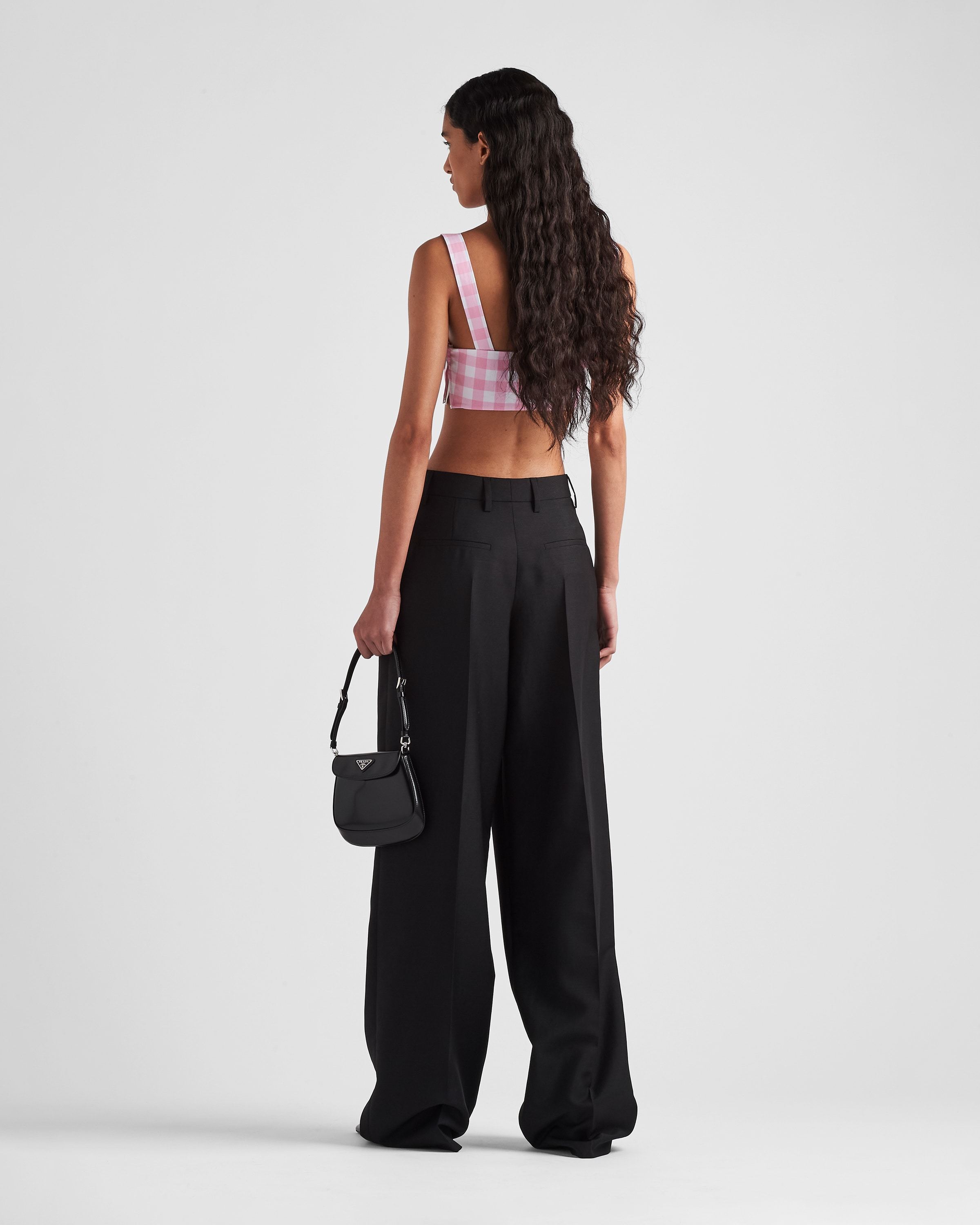Prada Checkered Bra Vest In Pink