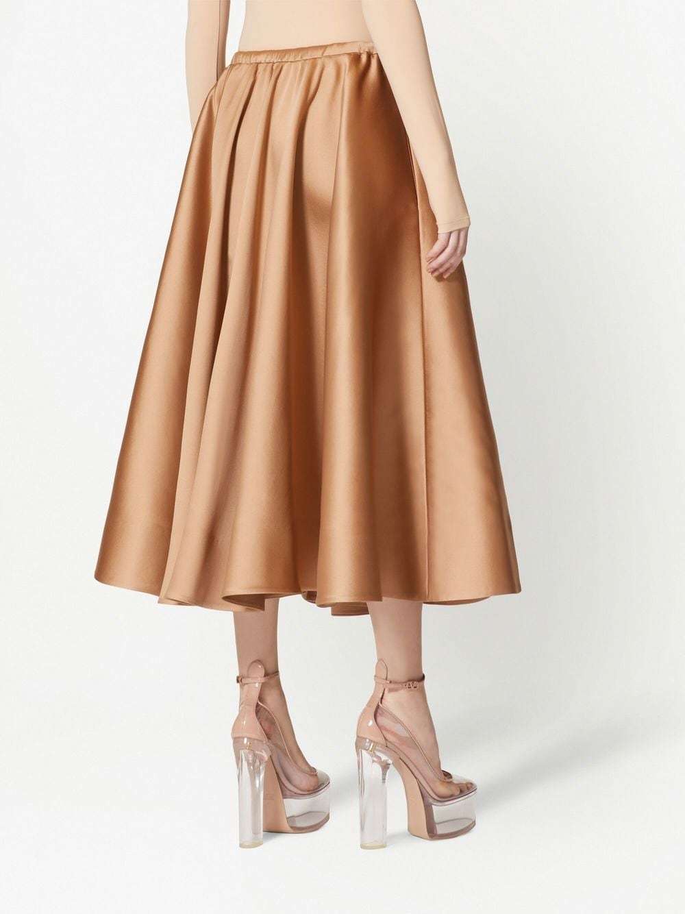 Valentino Techno Duchesse Midi Skirt In Nude